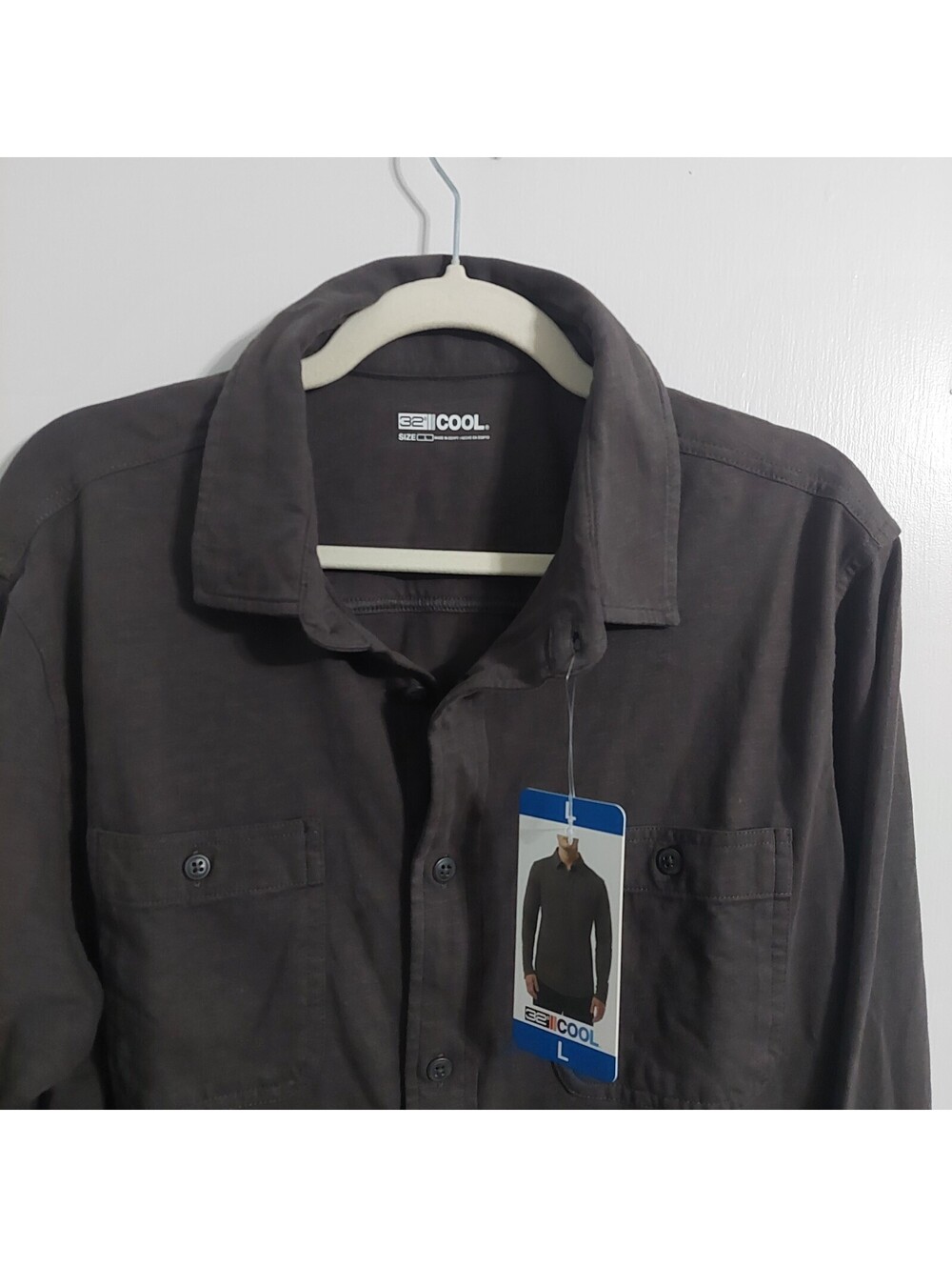 32 Degrees Cool Men's Long Sleeve Cotton Shirt Size L Brown